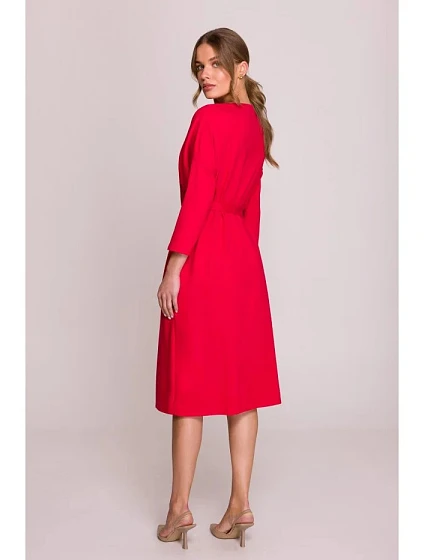 Pletené šaty model 21921119 červené - STYLOVE Pletené šaty model 21921119 červené - STYLOVE