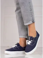 Stylové dámské modré tenisky bez podpatku Stylové dámské modré tenisky bez podpatku