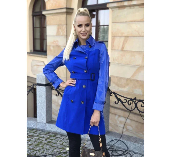 Svetlo modrý tenký kabát z rôznych spojených materiálov (YR2027)