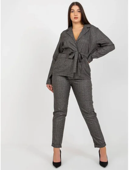 Elegantní šedé sako se páskem model 19576761 - Factory Price Elegantní šedé sako se páskem model 19576761 - Factory Price