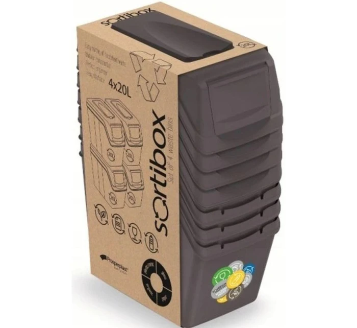 Odpadkový kôš 20 l SORTIBOX SET4 PACKY ŠEDÉHO KAMEŇA detské