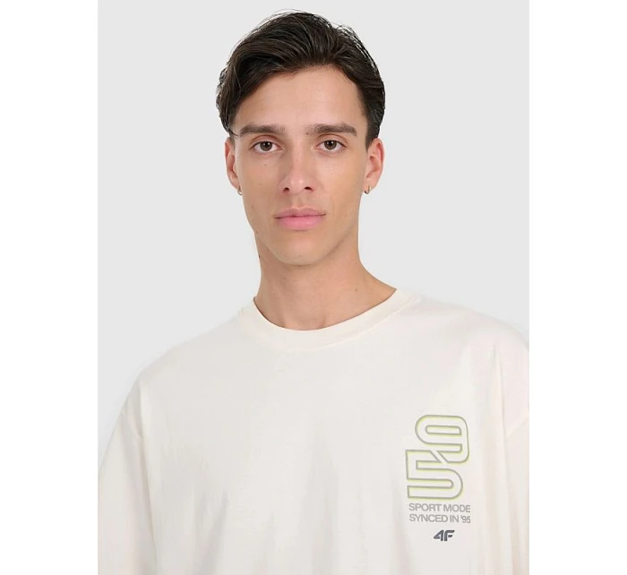 Pánske tričko oversize s potlačou 4F 4FRAW25TTSHM3220-11S