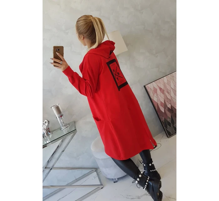 Pláštěnka s kapucí oversize červená
