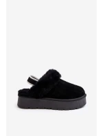 Skórzane Zamszowe Kapcie Damskie Na Platformie Z Futerkiem Czarne Sophienne Skórzane Zamszowe Kapcie Damskie Na Platformie Z Futerkiem Czarne Sophienne