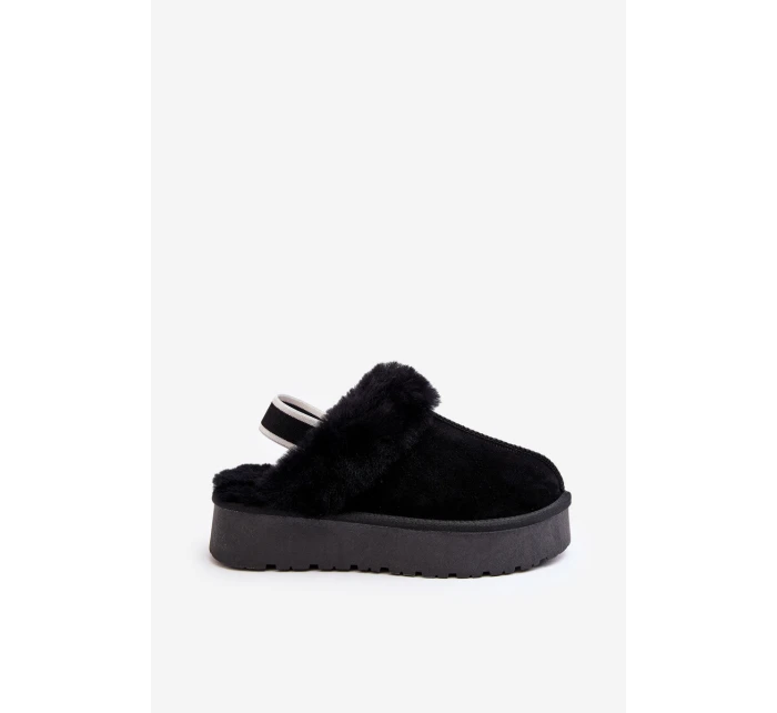 Skórzane Zamszowe Kapcie Damskie Na Platformie Z Futerkiem Czarne Sophienne Skórzane Zamszowe Kapcie Damskie Na Platformie Z Futerkiem Czarne Sophienne