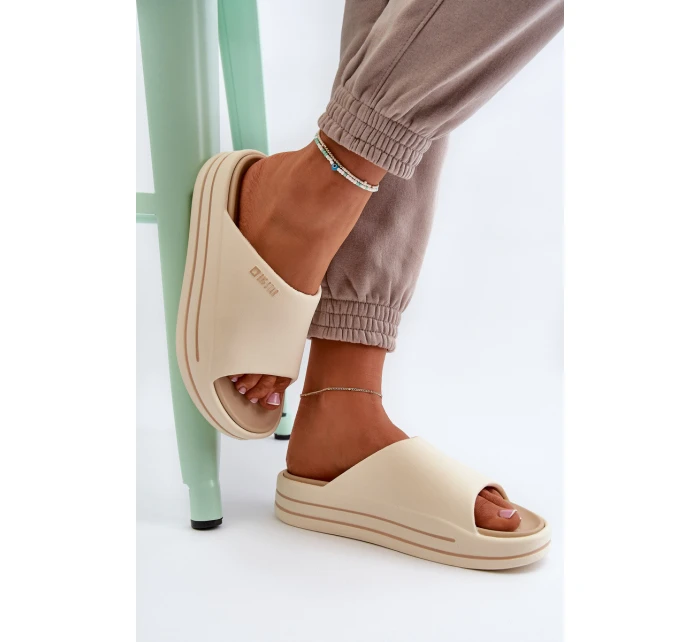 Klapki Damskie Na Platformie Big Star NN274A034 Beżowe