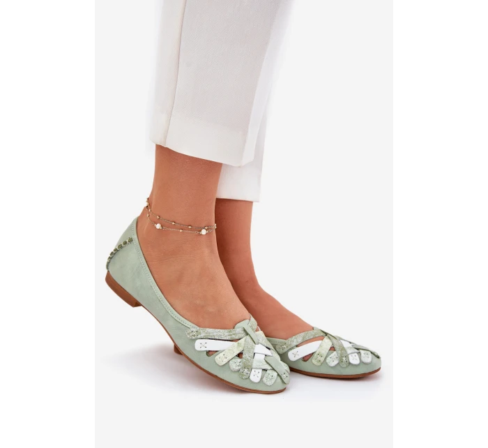Dámské Kožené Baleríny model 21693673 Mátové - Maciejka