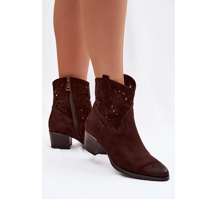 Dámské otevřené kotníkové boty Vinceza 58452 Čokoládové