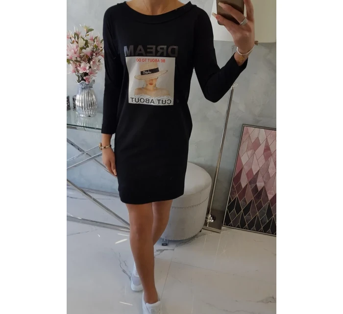 Šaty s potlačou Dream black Šaty s potlačou Dream black