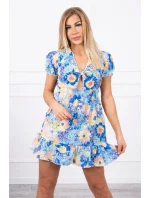Kvetinové šaty s výstrihom do V modrej