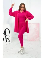 3dílný set model 18753675 top a legíny fuchsiová - K-Fashion 3dílný set model 18753675 top a legíny fuchsiová - K-Fashion