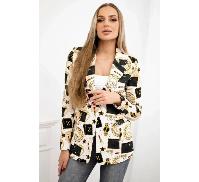 Bavlněná bunda s potiskem a knoflíkem model 20770558 - K-Fashion Bavlněná bunda s potiskem a knoflíkem model 20770558 - K-Fashion