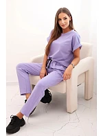 Bavlněný komplet halenka + kalhoty světlá fialová Bavlněný komplet halenka + kalhoty světlá fialová