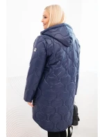 Dámska zimná prešívaná bunda s kapucňou Plus Size Blue