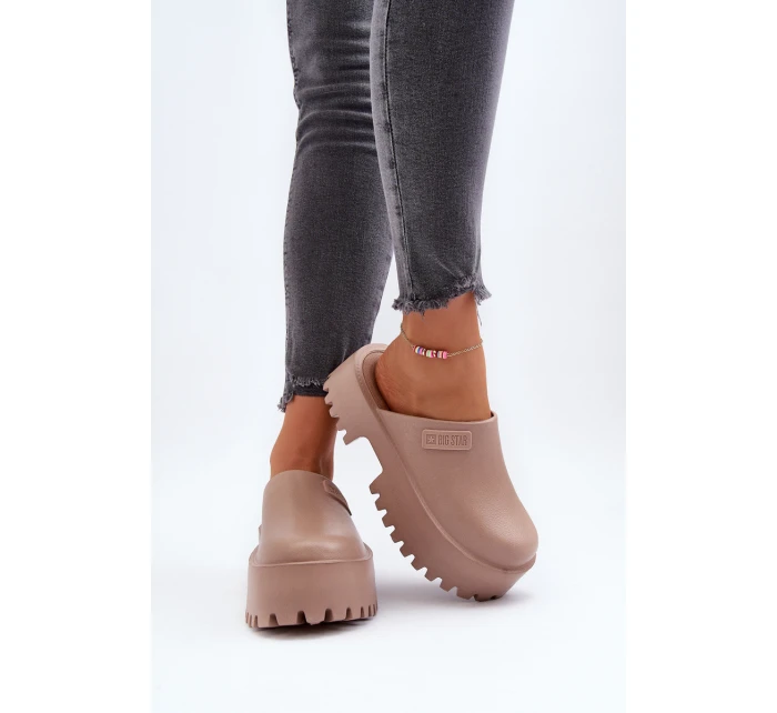 Damskie Klapki Na Masywnej Podeszwie Big Star NN274016 Beżowe Damskie Klapki Na Masywnej Podeszwie Big Star NN274016 Beżowe