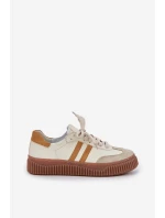 Zazoo N1068S6 Skórzane Niskie Sneakersy Damskie Na Platformie Beżowe