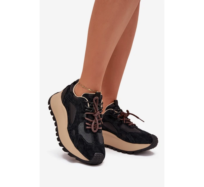 Kožené Sneakersy Na Platformě Dámské Big Star model 21705730 HIPOLY SYSTEM Černé - Big Star Shoes Kožené Sneakersy Na Platformě Dámské Big Star model 21705730 HIPOLY SYSTEM Černé - Big Star Shoes