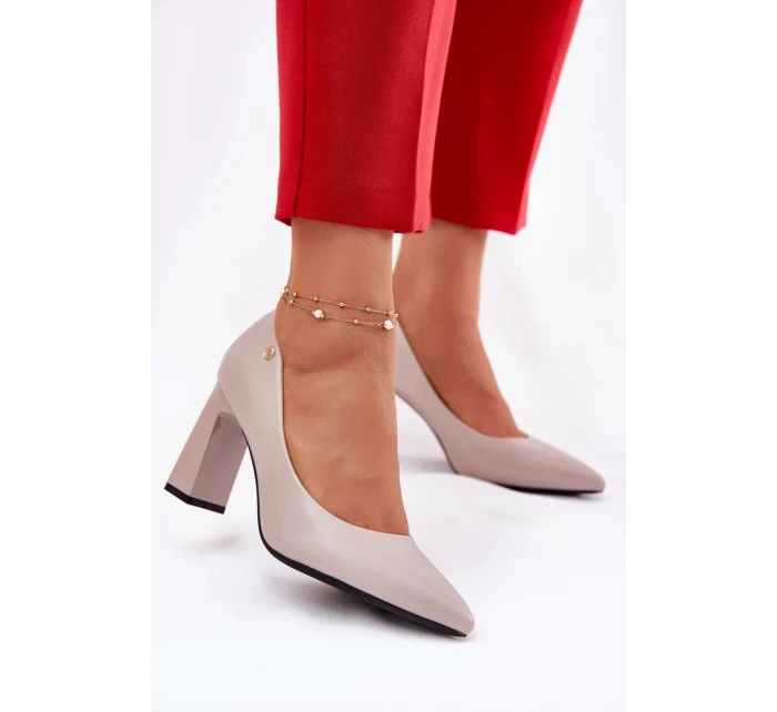 Elegantné dámske lodičky na širokom podpätku Vinceza - sivé Elegantné dámske lodičky na širokom podpätku Vinceza - sivé