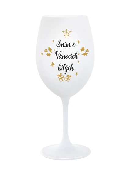SNÍM O VÁNOCÍCH BÍLÝCH - bílá sklenice na víno 350 ml