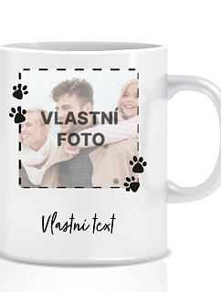 Personalizovaný klasický biely keramický hrnček s objemom 300 ml s fotografiou domáceho maznáčika a textom