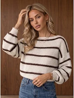 Sweter damski oversize w ecru model 22404927 - FashionStreet Sweter damski oversize w ecru model 22404927 - FashionStreet