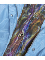 Svetlo modrá / viacfarebná dámska bunda s ozdobnou kapucňou (YR2022)