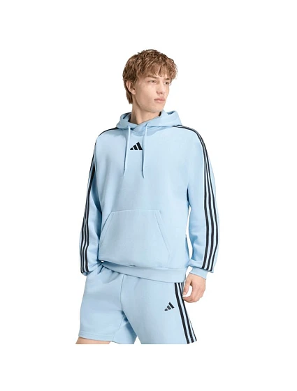 Bluza męska adidas Essentials 3-Stripes Fleece Hoodie błękitna KY4170 pánské Bluza męska adidas Essentials 3-Stripes Fleece Hoodie błękitna KY4170 pánské