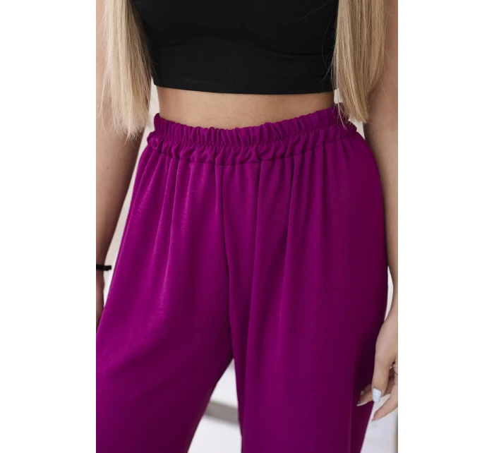 Kalhoty se širokými nohavicemi švestka