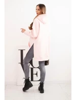 Zateplená mikina s rozparky na bokoch púdrovo ružová