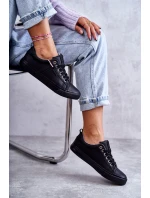 Niskie Damskie Skórzane Trampki Big Star KK274006 Czarne