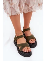 Dámské sandály na platformě z eko kůže tmavě zelené model 21688424 - Boto