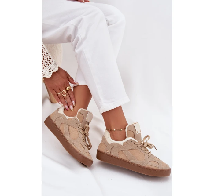 Dámské tenisky na platformě s s kožešinou béžové model 21707254 - Boto Dámské tenisky na platformě s s kožešinou béžové model 21707254 - Boto