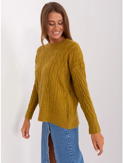 Sweter AT SW oliwkowy model 18895541 - FPrice Sweter AT SW oliwkowy model 18895541 - FPrice