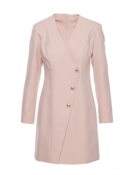 Šaty model 22313029 Blazer se zlatým knoflíkem – světle béžové - Moe Šaty model 22313029 Blazer se zlatým knoflíkem – světle béžové - Moe