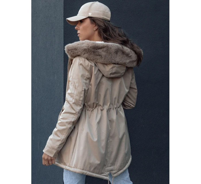 Dámská zimní bunda parka s kožešinou béžová Dstreet model 21979832 - FashionStreet