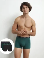 Pánske boxerky 3 ks DIM COTTON STRETCH BOXER 3x - DIM - tmavozelené