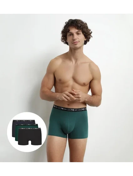 Pánske boxerky 3 ks DIM COTTON STRETCH BOXER 3x - DIM - tmavozelené