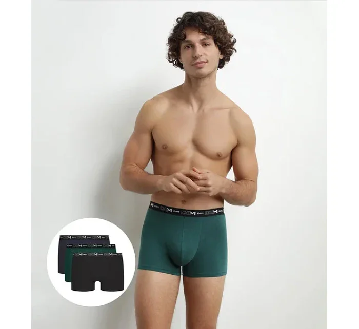 Pánske boxerky 3 ks DIM COTTON STRETCH BOXER 3x - DIM - tmavozelené