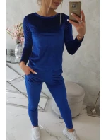 Velúrová súprava so zadným popruhom chrpovo modrá Velúrová súprava so zadným popruhom chrpovo modrá