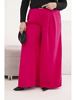 Dámske Plus veľkosť široké nohavice s opaskom Fuchsia