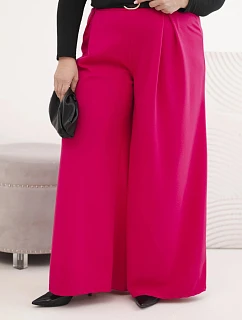 Dámske Plus veľkosť široké nohavice s opaskom Fuchsia