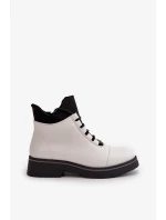 Dámske zateplené členkové topánky z eko kože White Dámske zateplené členkové topánky z eko kože White