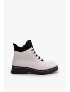 Dámske zateplené členkové topánky z eko kože White