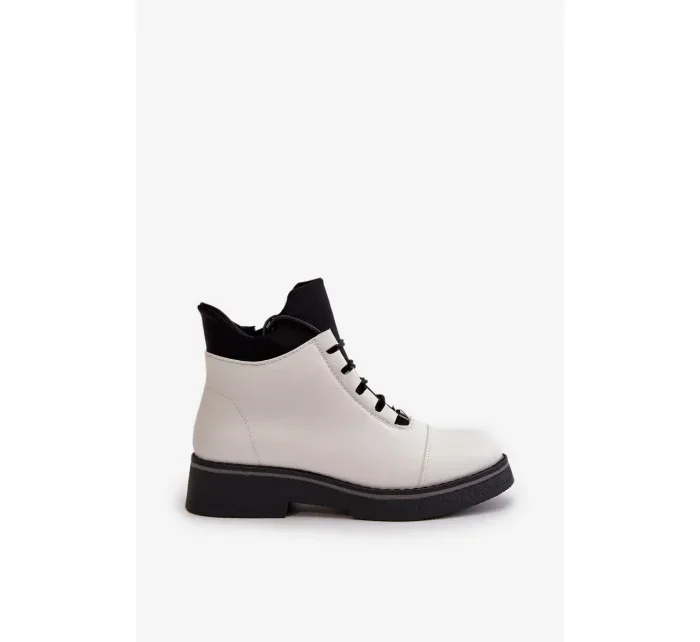 Dámske zateplené členkové topánky z eko kože White Dámske zateplené členkové topánky z eko kože White