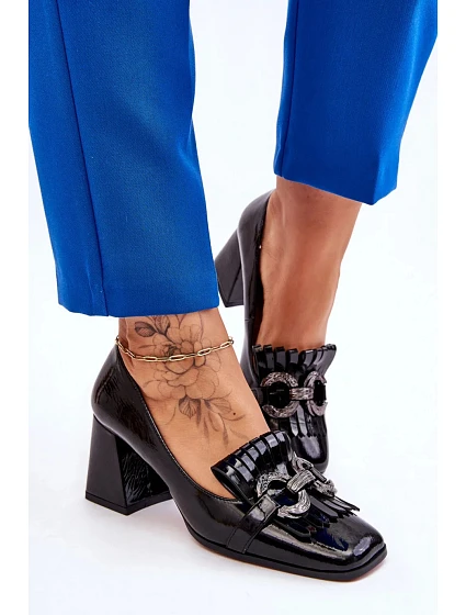 Dámské polobotky / Lodičky na sloupku Černá  Premium Shoes model 19341940 - Inello