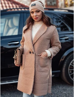 Dámsky nadrozmerný dlhý kabát BARALITE z jahňacej kože béžovej farby FashionStreet NY0710