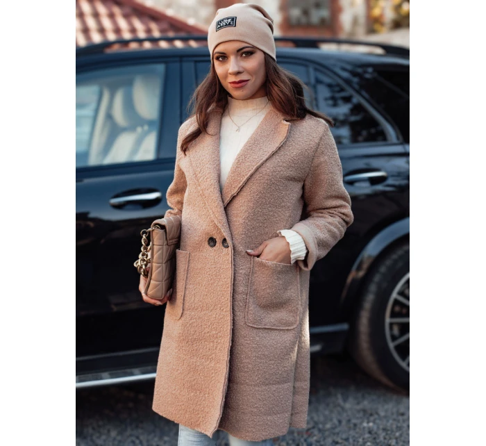 Dámsky nadrozmerný dlhý kabát BARALITE z jahňacej kože béžovej farby FashionStreet NY0710 Dámsky nadrozmerný dlhý kabát BARALITE z jahňacej kože béžovej farby FashionStreet NY0710