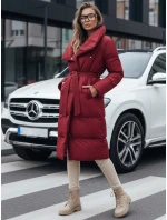 Dámský dlouhý prošívaný kabát bordó Dstreet model 22546813 - FashionStreet Dámský dlouhý prošívaný kabát bordó Dstreet model 22546813 - FashionStreet