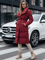 Dámsky dlhý prešívaný kabát FAVI bordová FashionStreet TY4961