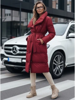Dámský dlouhý prošívaný kabát bordó Dstreet model 22546813 - FashionStreet